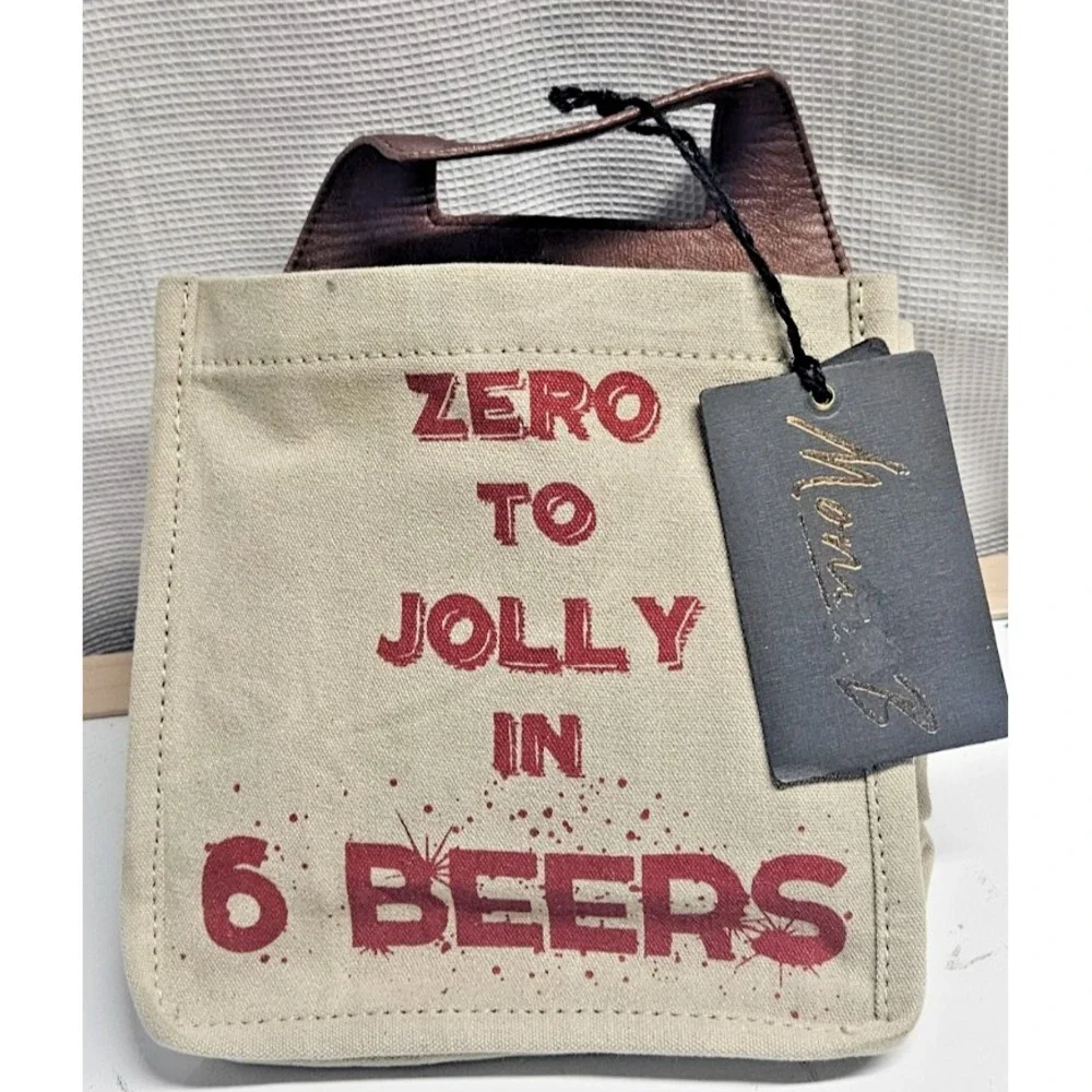 NWT Mona B upcycled canvas beer caddy 